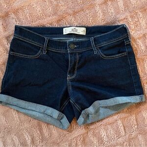 Hollister Blue Jean Midi Shorts Cuffed Hem